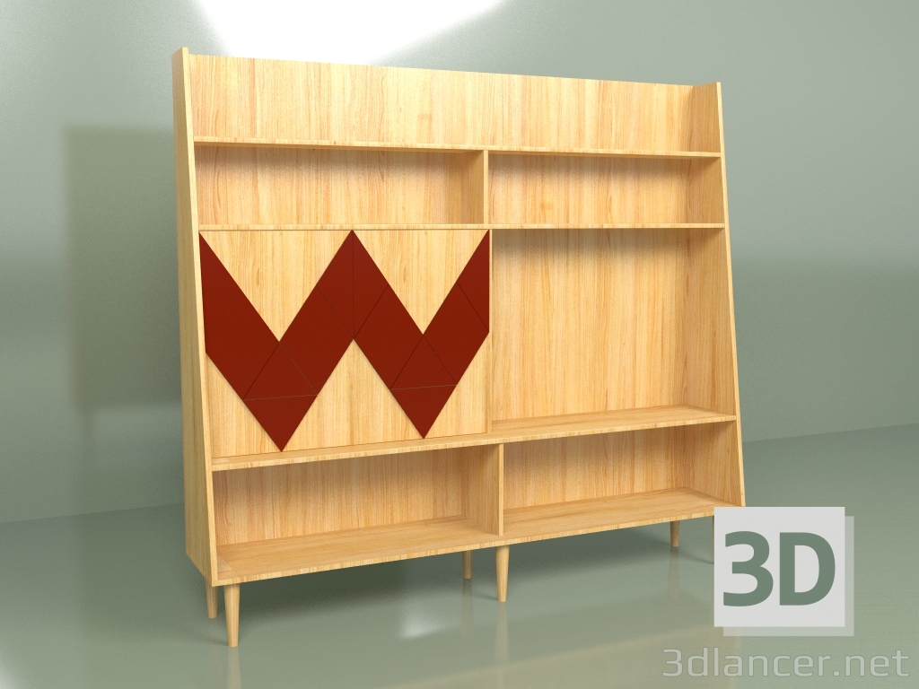 modèle 3D Mur Woo Wall (bordeaux) - preview