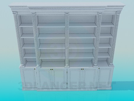 3d model Cupboard with shelves in the library - preview