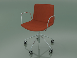 Chair 0318 (5 castors, with armrests, with removable leather trim, cover 2)