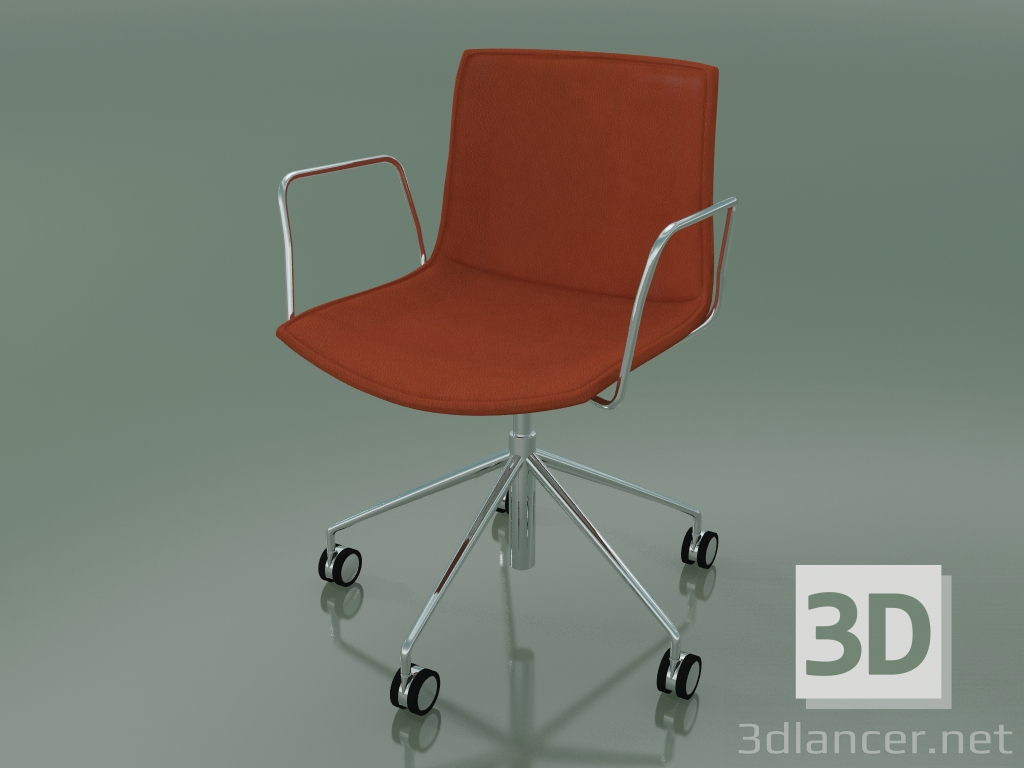 modèle 3D Chaise 0318 (5 roulettes, avec accoudoirs, avec garniture en cuir amovible, housse 2) - preview