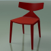 modello 3D Sedia 3714 (4 gambe in legno, con cuscino sul sedile, rosso) - anteprima