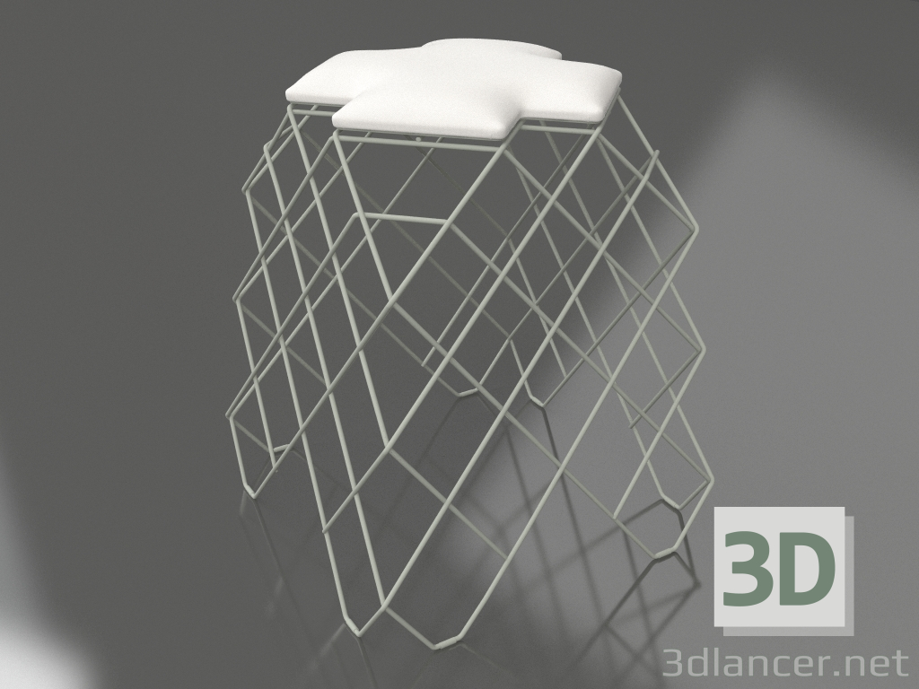 modèle 3D Tabouret bas (Gris ciment) - preview