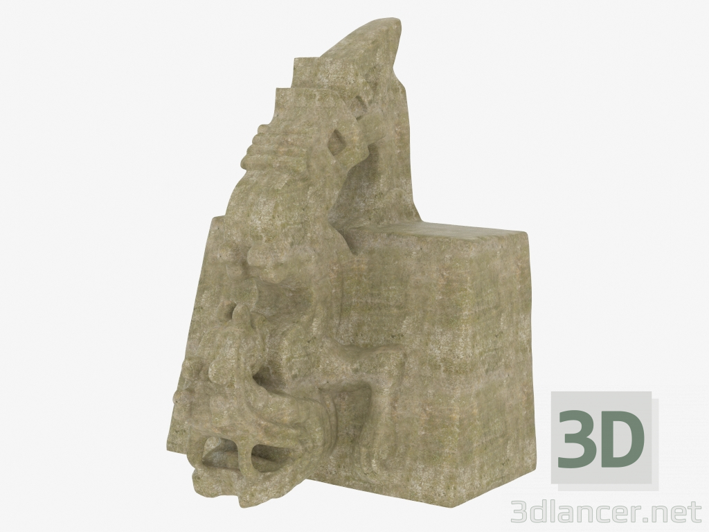 modèle 3D La sculpture aztèque en pierre Xiuhcoatl le serpent à feu - preview