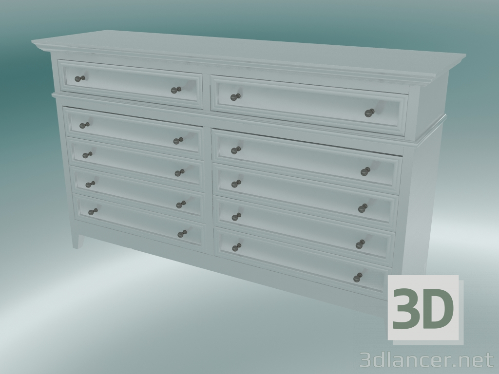 3d model Chest of drawers with 10 drawers (White) - preview