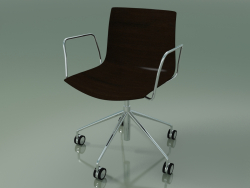 Chair 0291 (5 wheels, with armrests, without upholstery, wenge)