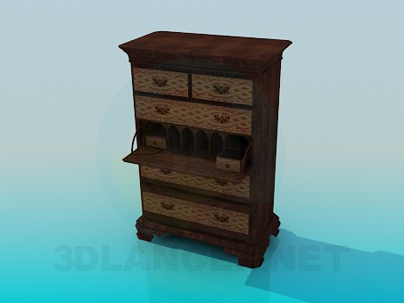 3d model Bedside table with drawers - preview