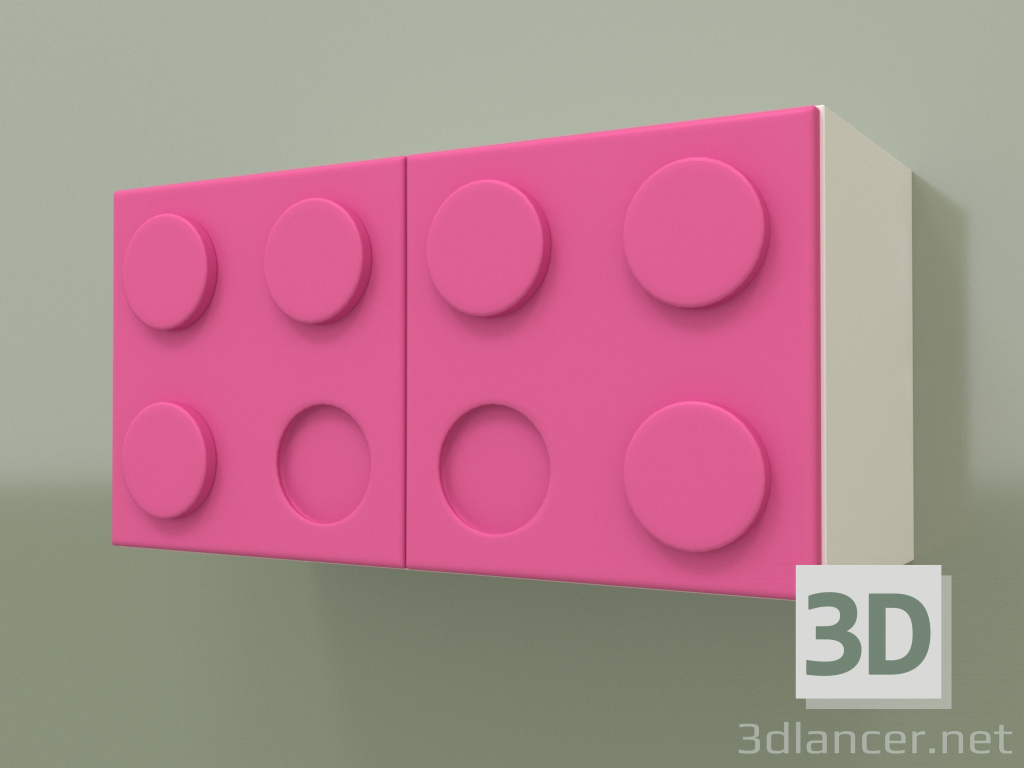 3d model Estante de pared horizontal para niños (rosa) - vista previa