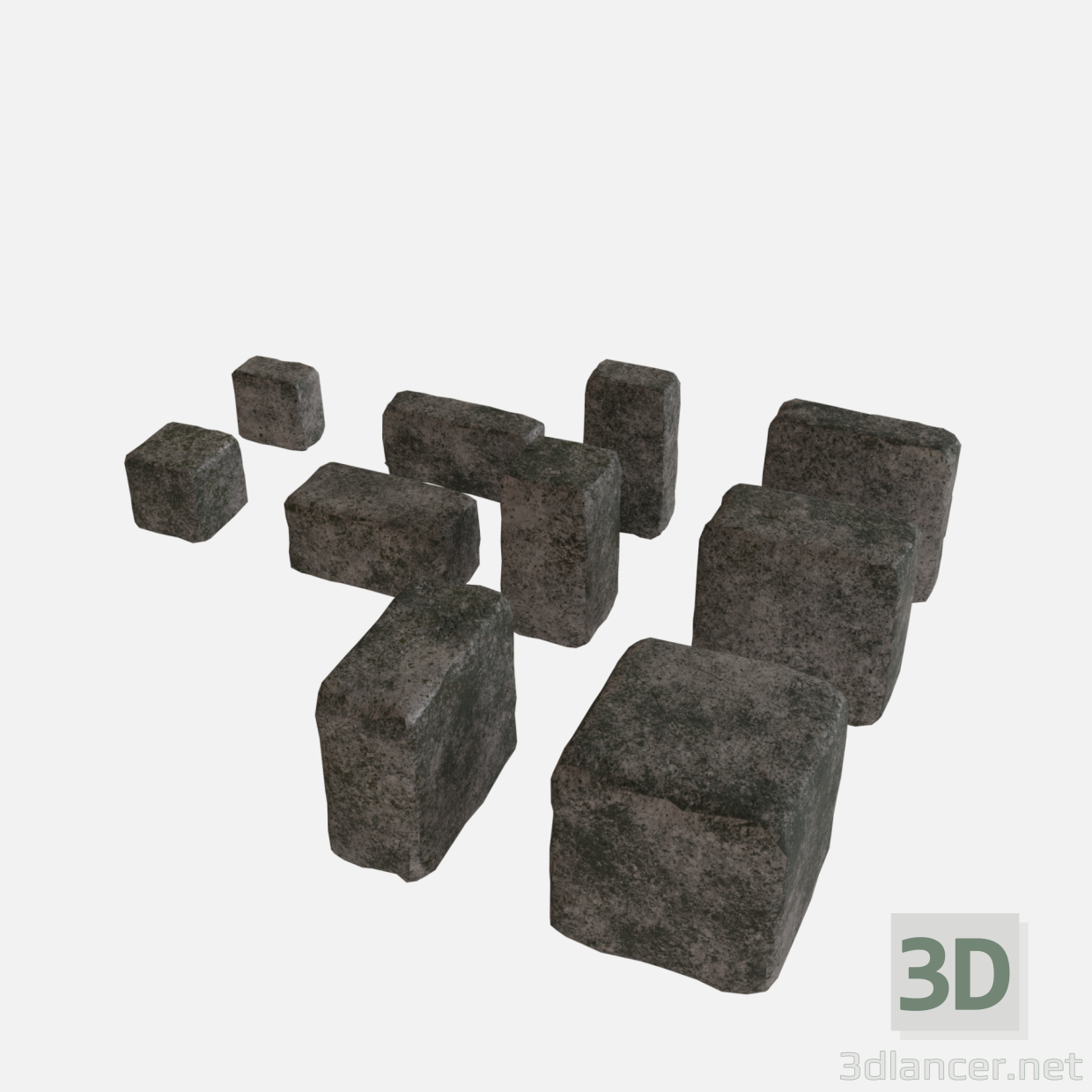 modello 3D di Vecchia collezione di mattoni sporchi comprare - rendering