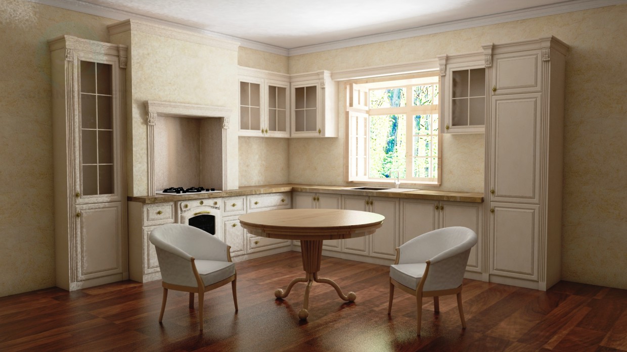 3d model cocina clásica - vista previa 3d model cocina clásica - vista previa