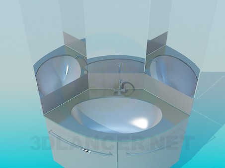 3D Modell Waschbecken mit Spiegel - Vorschau