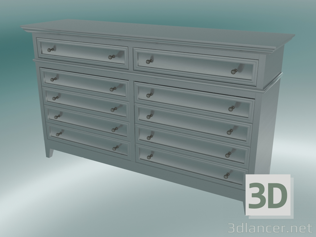 3d model Chest of drawers with 10 drawers (Gray-green) - preview