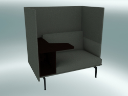 Кресло с высокой спинкой и столиком Outline, левое (Fiord 961, Black)