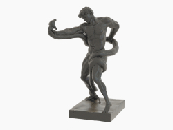 Sculpture of bronze Athlete wrestling a python