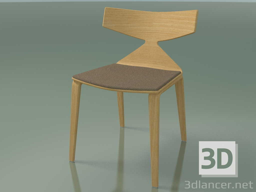 modèle 3D Chaise 3714 (4 pieds en bois, avec coussin sur le siège, chêne naturel) - preview