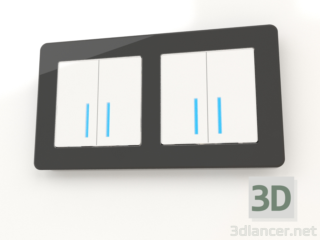 3D modeli 2 direk için çerçeve Akrilik (siyah) - önizleme