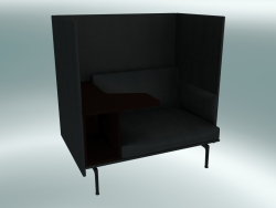 Armchair with high back and Outline table, left (Refine Black Leather, Black)
