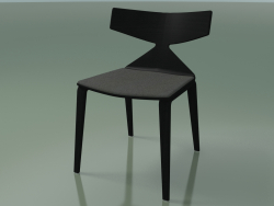 Stuhl 3714 (4 Holzbeine, mit einem Kissen auf dem Sitz, schwarz)