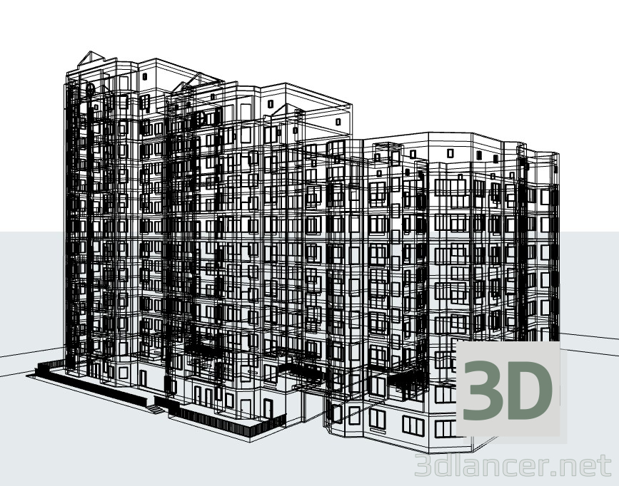 3D Modell Mehrstöckiges Gebäude in Dedovsk - Vorschau