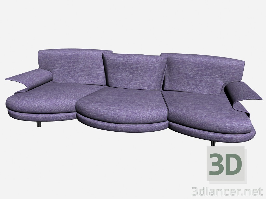 modello 3D Grande divano roy - anteprima