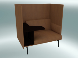 Крісло з високою спинкою і столиком Outline, ліве (Refine Cognac Leather, Black)