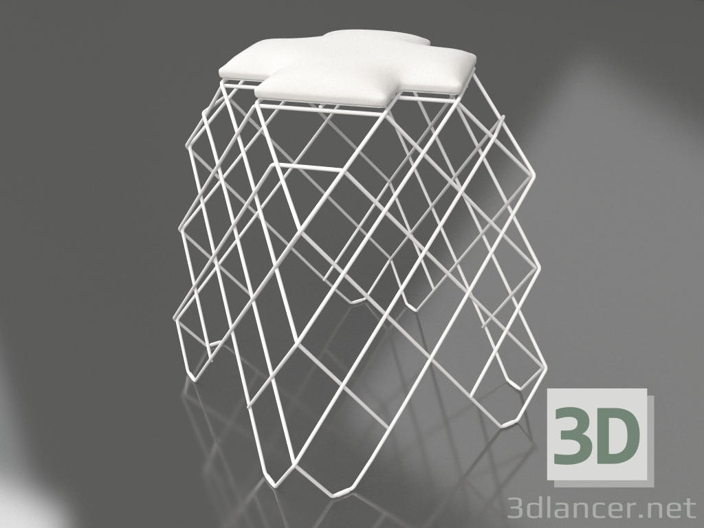 modèle 3D Tabouret bas (Blanc) - preview