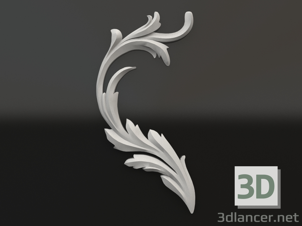 modello 3D Elemento decorativo in gesso DE 037 A (156x76) - anteprima