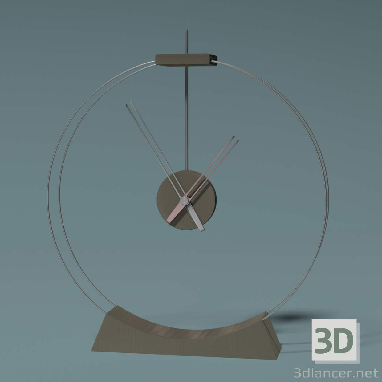 3d Table clock in a minimalistic style model buy - render
