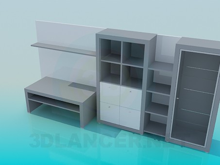 modelo 3D Armario de pared con escritorio - escuchar modelo 3D Armario de pared con escritorio - escuchar