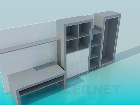 modelo 3D Armario de pared con escritorio - escuchar modelo 3D Armario de pared con escritorio - escuchar