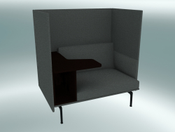 Chair with a high back and a table Outline, left (Remix 163, Black)