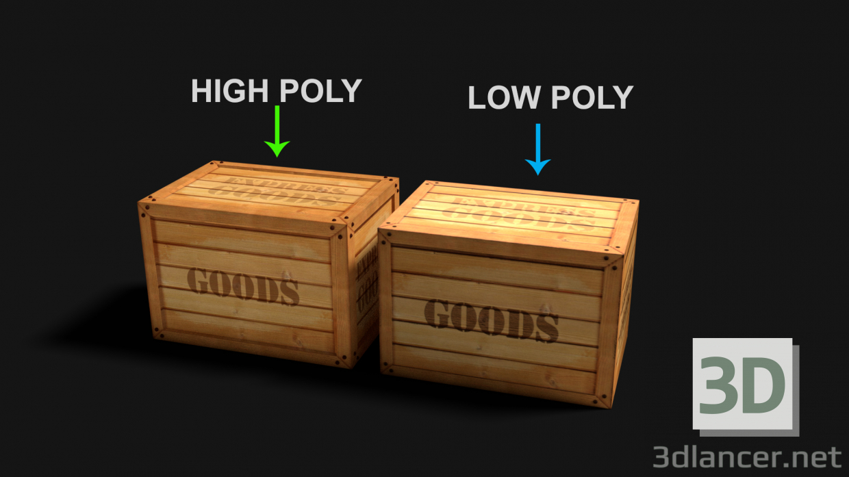 3d model Goods Box low poly - preview