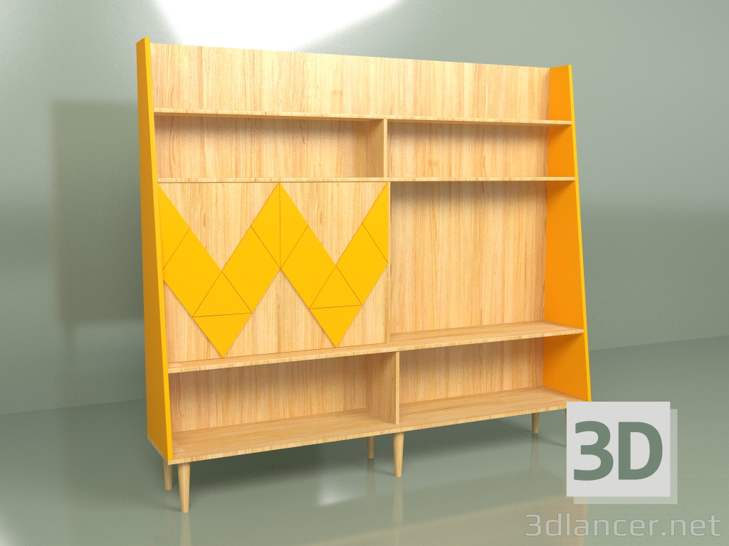 3d модель Стінка Woo Wall фарбована (помаранчевий) – превью