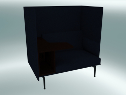 Кресло с высокой спинкой и столиком Outline, левое (Vidar 554, Black)
