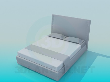 modèle 3D Lit avec tête de lit haute - preview