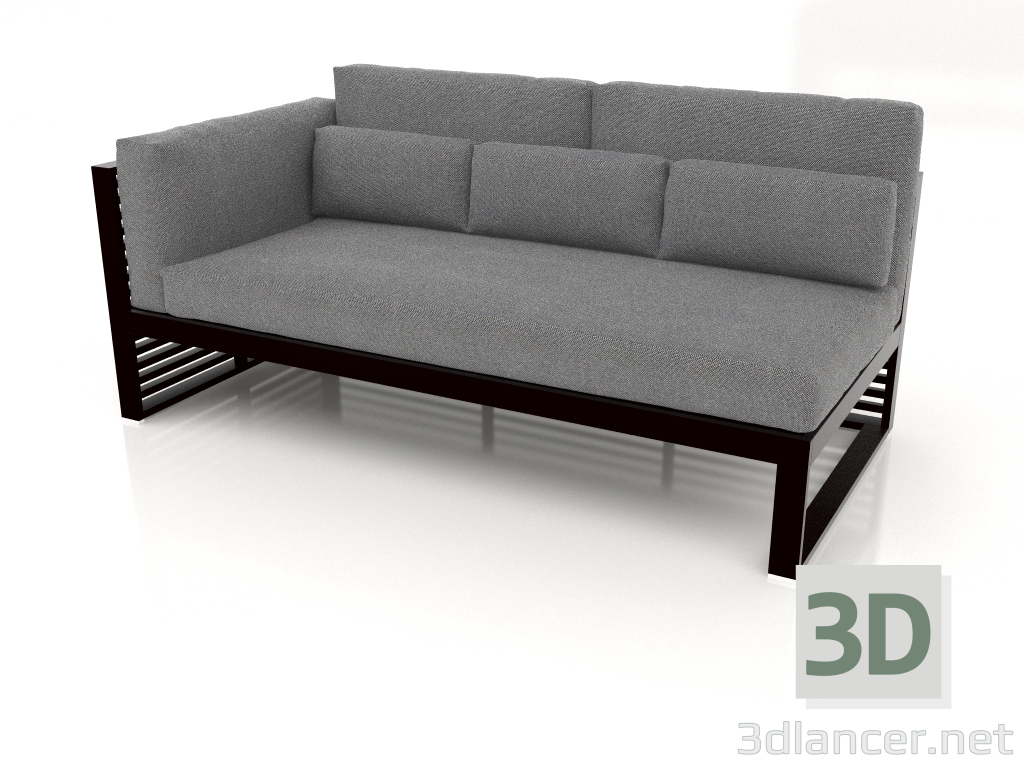 3D modeli Modüler kanepe, 1. bölüm sol, yüksek arkalık (Siyah) - önizleme