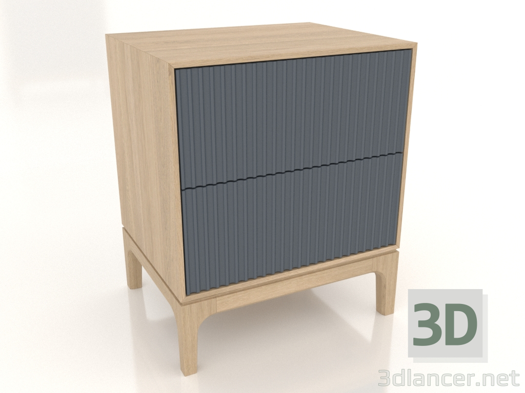 modèle 3D Table de chevet FARGO 2 tiroirs avec façades fraisées (ardoise, chêne éclairci, option 1) - preview