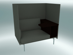 Chaise avec dossier haut et contour de table, droite (Fiord 961, aluminium poli)
