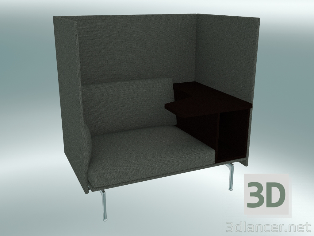 3d model Chair with a high back and a table Outline, right (Fiord 961, Polished Aluminum) - preview