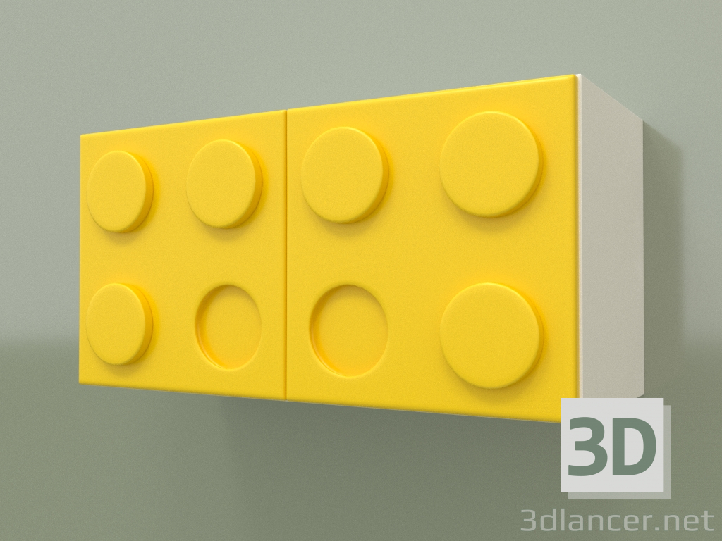 3D Modell Horizontales Kinderwandregal (Gelb) - Vorschau