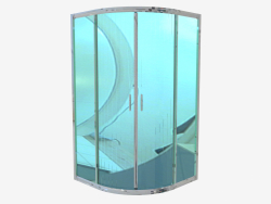 Cabine semicircular de quatro copos 90 cm, vidro de grafite Funkia (KYP 453K)
