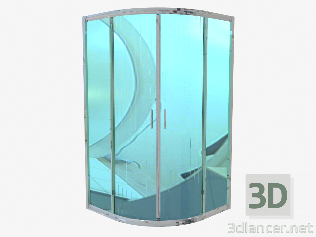 modèle 3D Cabine semi-circulaire de quatre verres 90 cm, verre graphite Funkia (KYP 453K) - preview