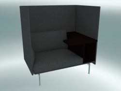 Крісло з високою спинкою і столиком Outline, праве (Hallingdal 166, Polished Aluminum)