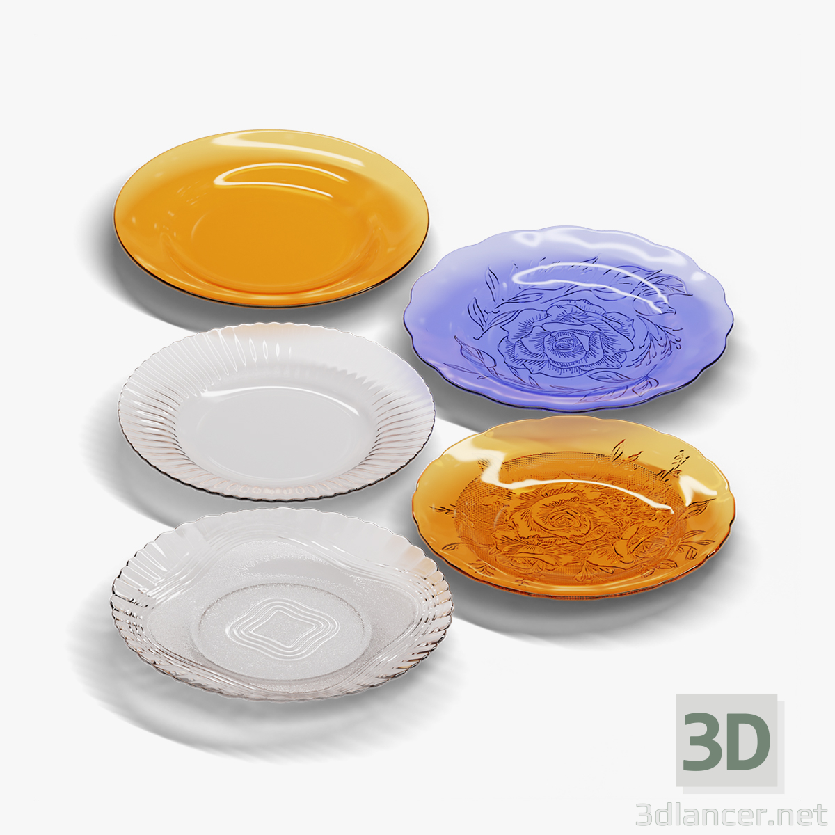 3d glass plate model buy - render