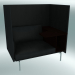 modèle 3D Chaise avec dossier haut et contour de table, droite (cuir noir raffiné, aluminium poli) - preview