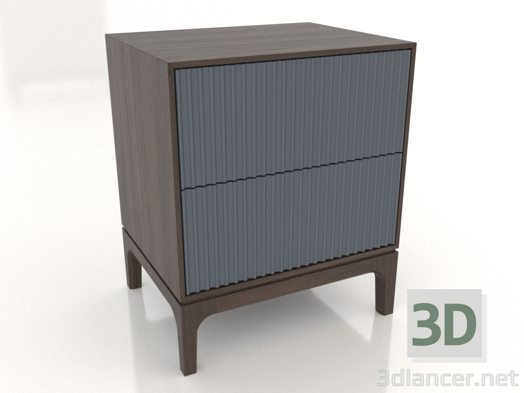 modèle 3D Table de chevet FARGO 2 tiroirs avec façades fraisées (ardoise, chêne foncé, option 1) - preview