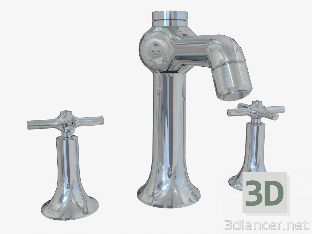 3 डी मॉडल दो अलग वाल्वों के साथ स्नान मिश्रक - पूर्वावलोकन