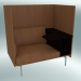 3 डी मॉडल एक उच्च पीठ और एक टेबल की रूपरेखा के साथ कुर्सी, सही (परिष्कृत कॉन्यैक चमड़ा, पॉलिश एल्यूमीनियम) - पूर्वावलोकन