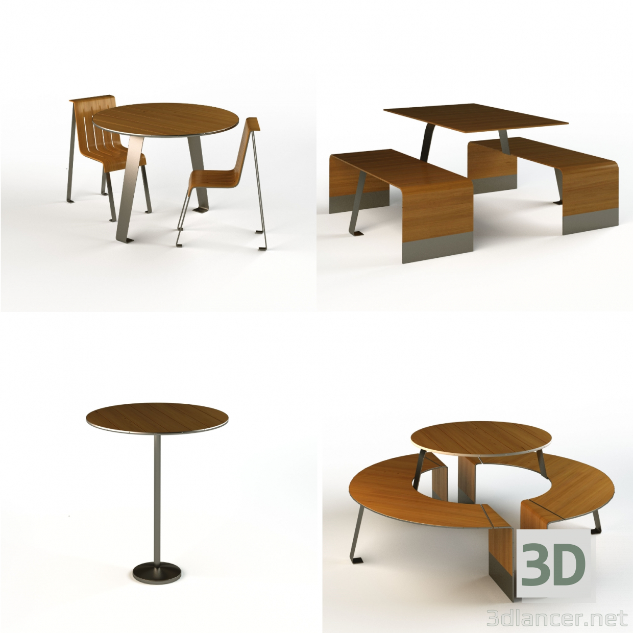 modello 3D di Set di mobili per caffè all'aperto comprare - rendering