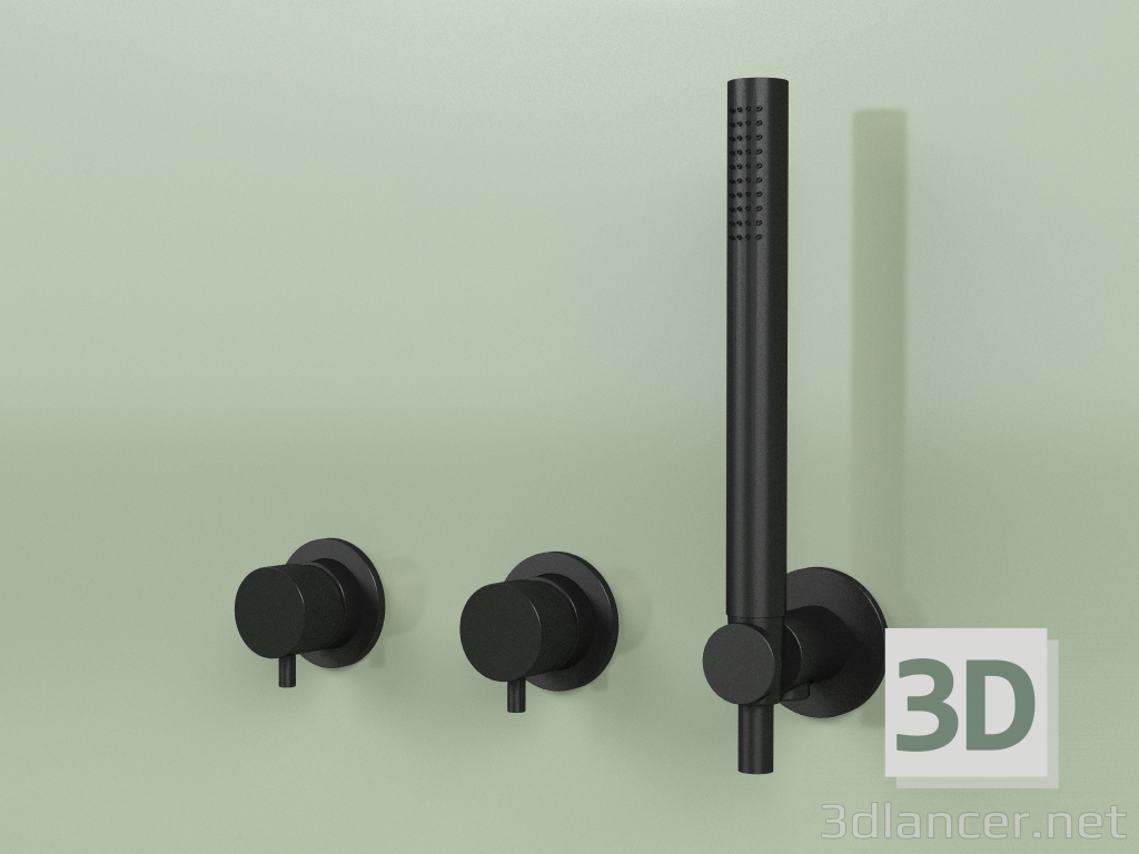 3D modeli Paslanmaz çelik el duşlu duvara monte bataryalar (13 68, NO) - önizleme