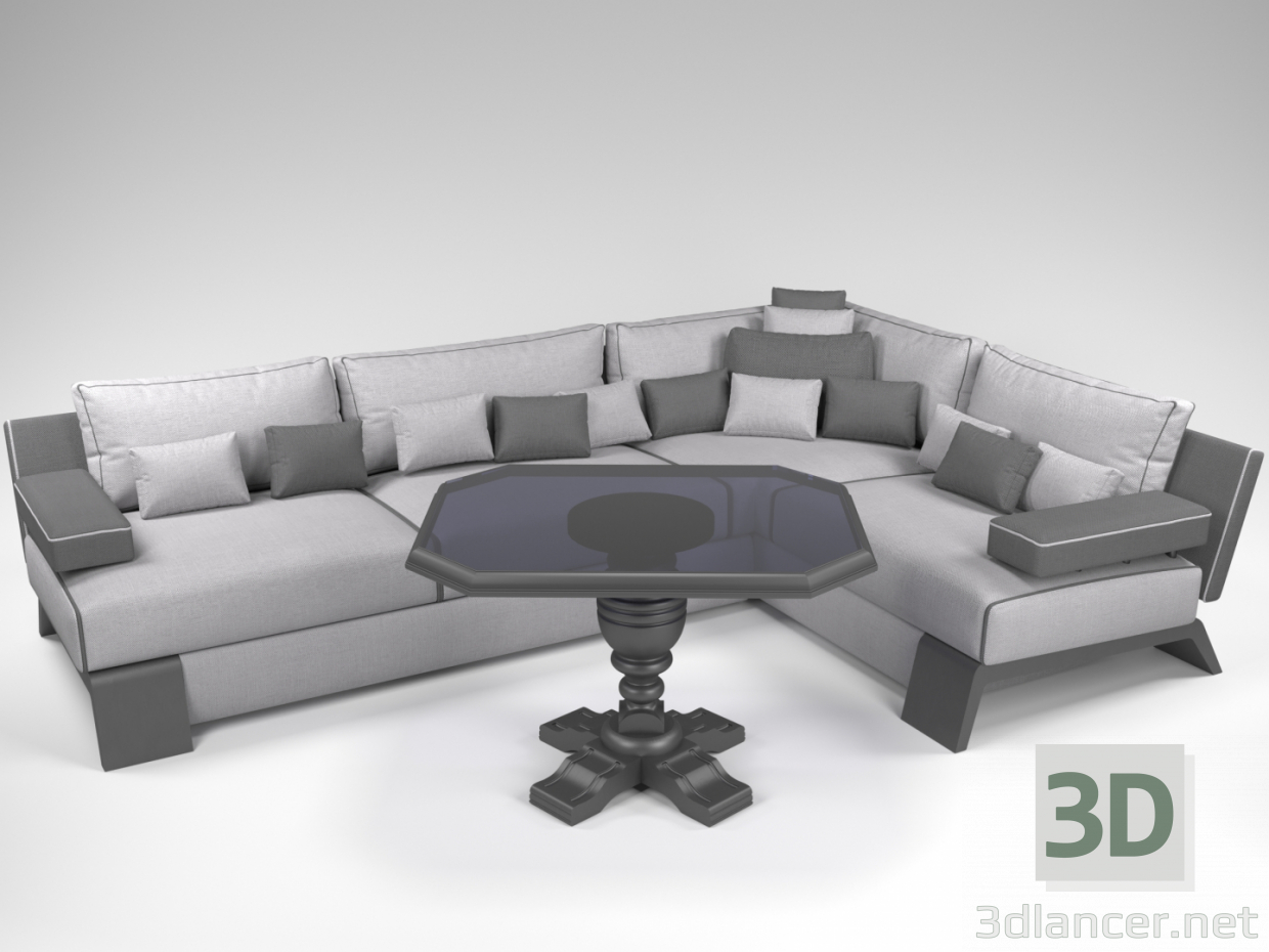 3 डी सोफा और टेबल मॉडल खरीद - रेंडर